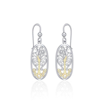 Worthy of the Golden Tree of Life ~ 14k Gold accent and Sterling Silver Jewelry Earrings TEV2795 - Jewelry